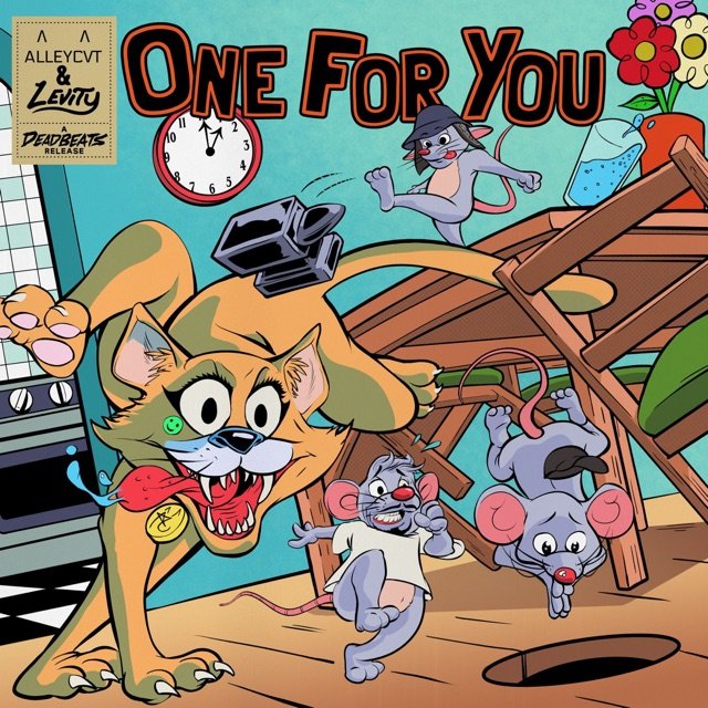 ONE FOR YOU cover: cartoon cat chasing mice through a kitchen